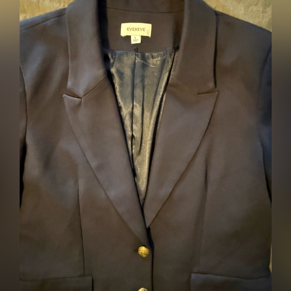 FREE SHIP Evereve Dawson Blazer Women Size L Navy - Picture 2 of 5